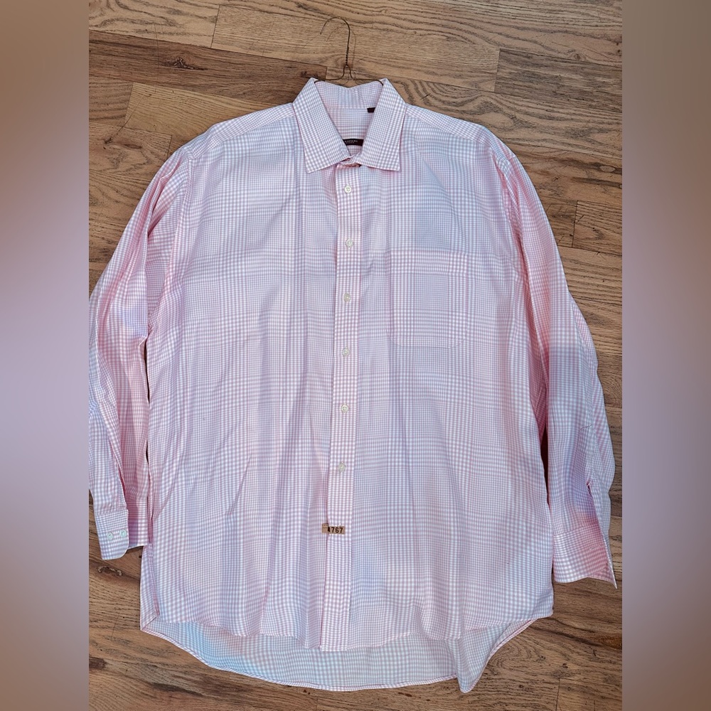 Burberry plaid pink and white button up xl